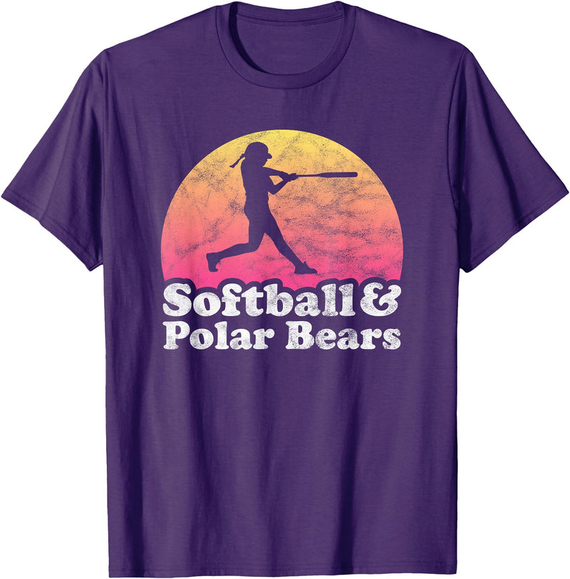 Softball and Polar Bears Apparel Co Softball and Polar Bears Women or Girls Polar Bear T-Shirt - Purple