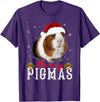 Funny Guinea Pigs Lover T-Shirts Gifts Cute Merry Pigmas Face Mask Funny Guinea Pig Christmas Santa Xmas T-Shirt - Purple