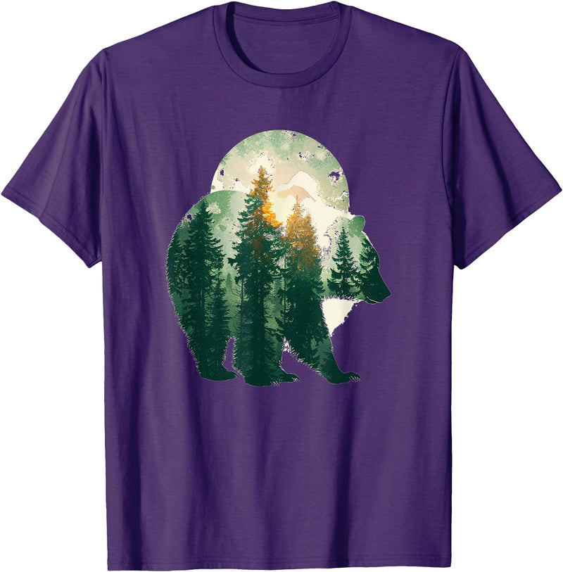 bear outfits for naturelovers and camper green bear double composition nature bears double T-Shirt - Purple