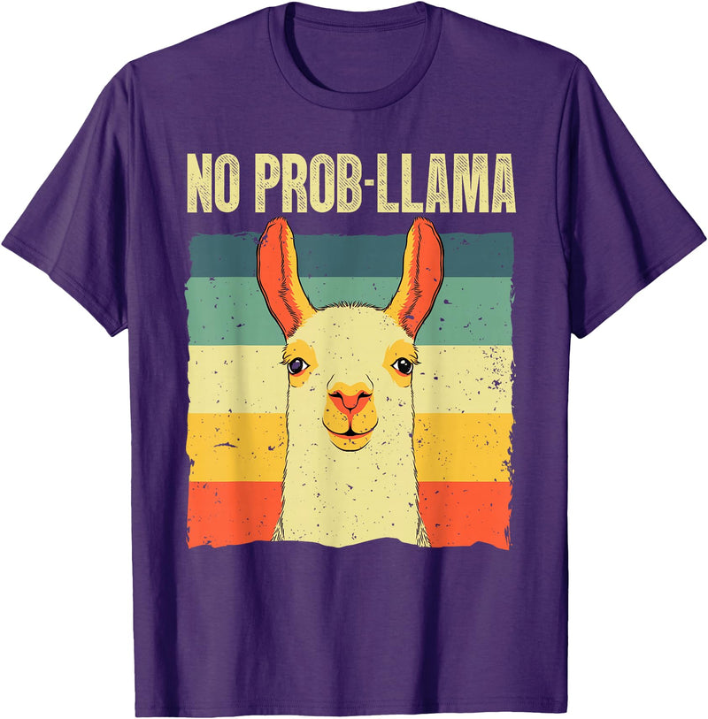 Funny Llama Gift Llama Lover Accessories & Stuff Cool Llama for Men Women No Prob Llama Alpaca Farming Animal T-Shirt - Purple