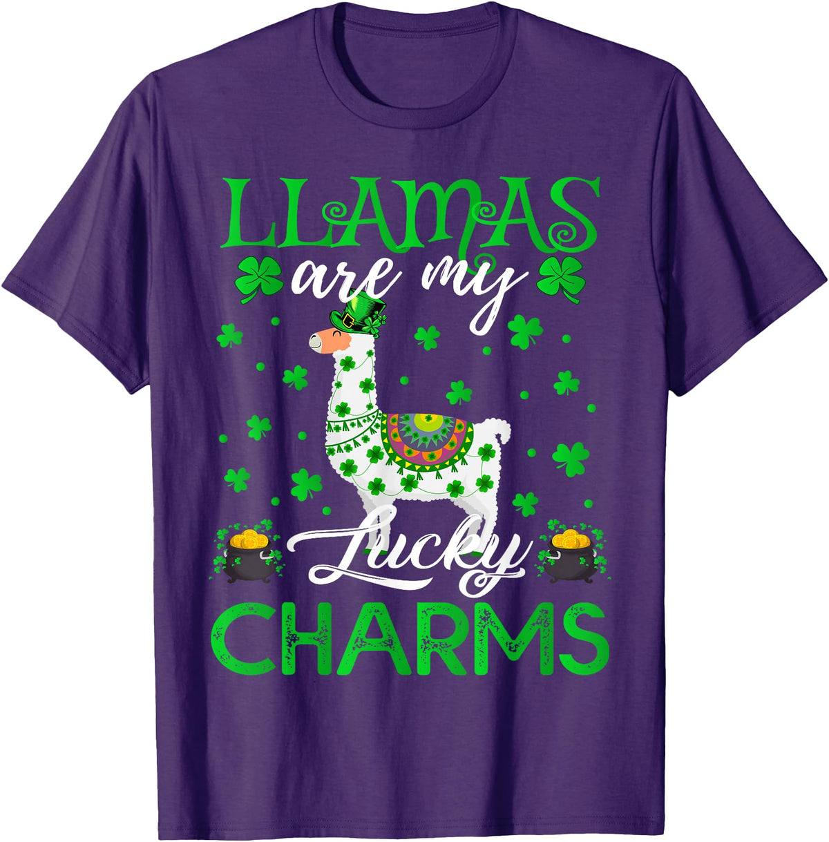 Llama St. Patrick's Day Gifts Llamas Are My Lucky Charms St. Patrick's Day T-Shirt - Purple