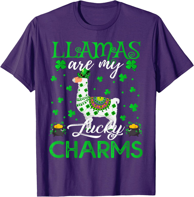 Llama St. Patrick's Day Gifts Llamas Are My Lucky Charms St. Patrick's Day T-Shirt - Purple