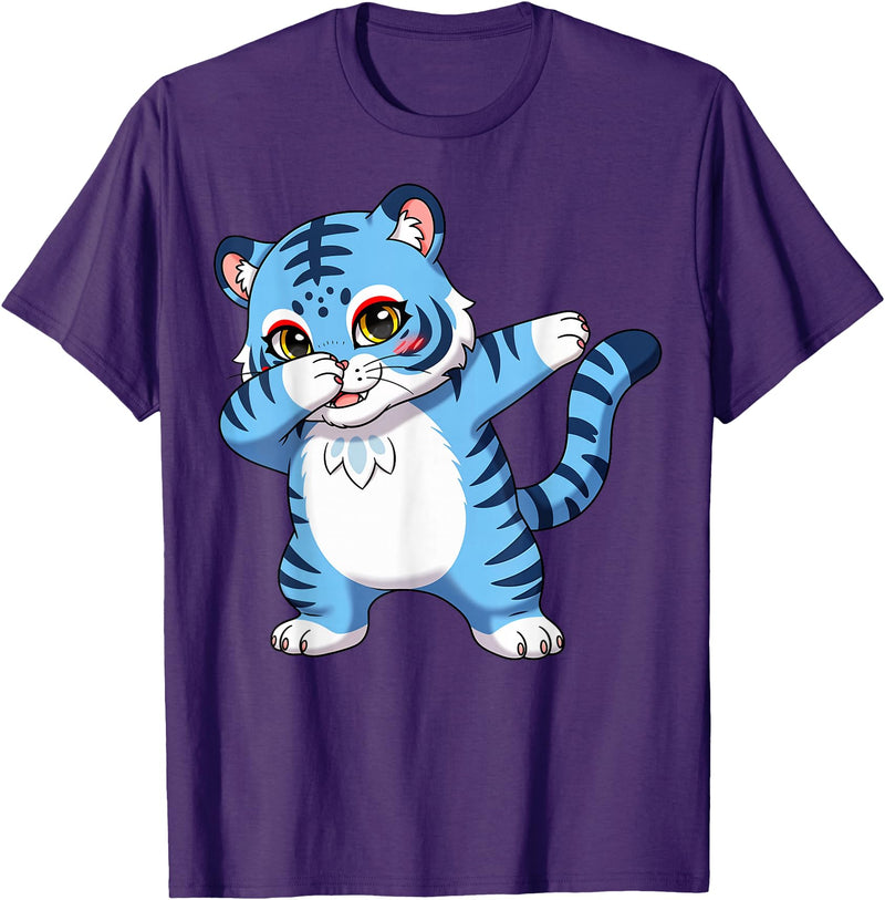 generic Funny Cartoon Korean Tiger for Youth Toddler Kids Boys Girls T-Shirt - Purple
