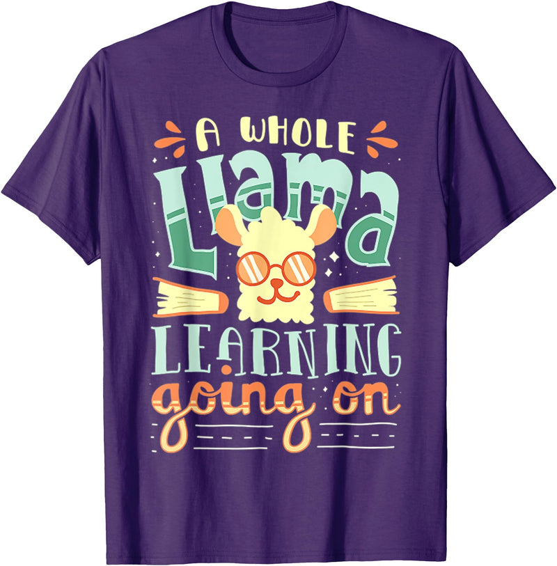 A Whole Llama Learning Going On Cute Teacher T-Shirt for Men Women - Purple