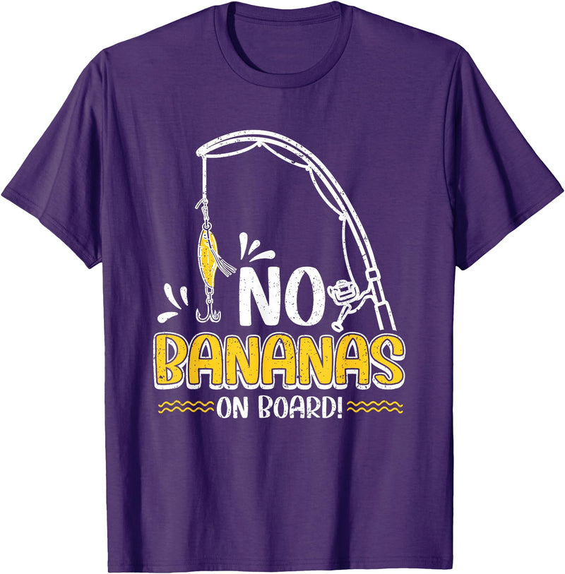 Funny Fishing Gifts for Men and Women No Bananas Fishing Saying Fisherman Fishing T-Shirt - Purple