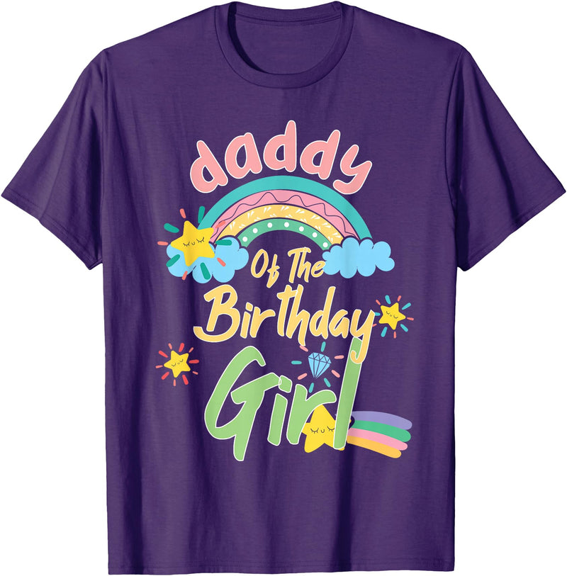 Birthday Girl Rainbow Matching Family Daddy Of The Birthday Girl Llama Matching Family T-Shirt - Purple