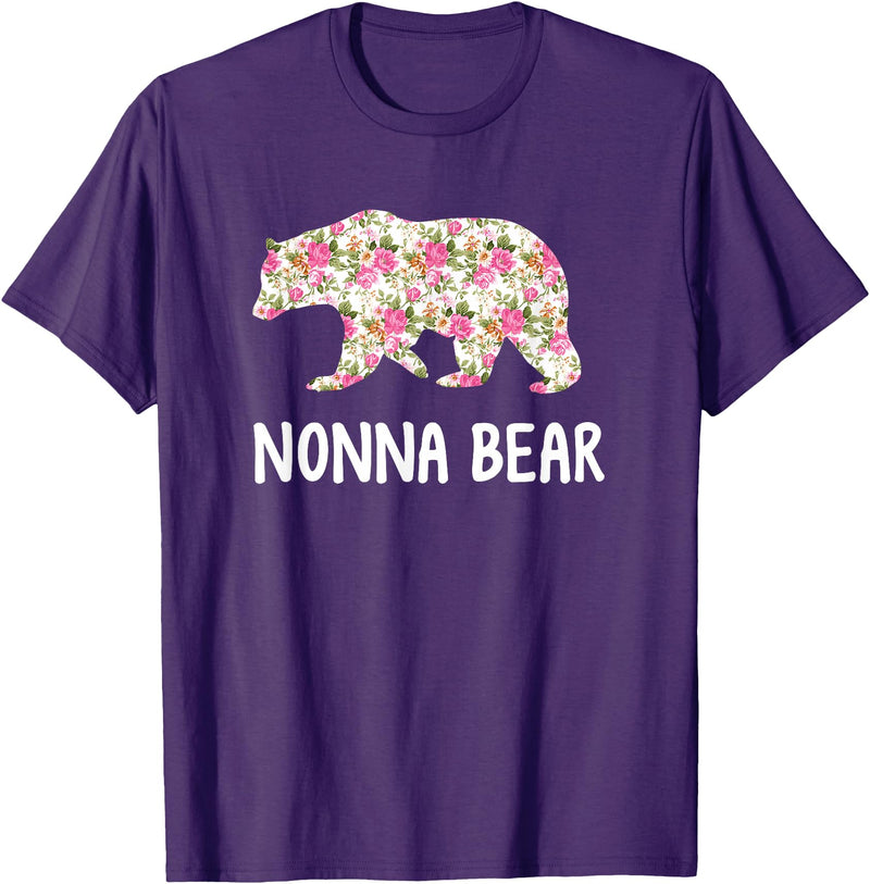 Grandparents Tees By Luna Nonna Bear Floral T-Shirt T-Shirt - Purple