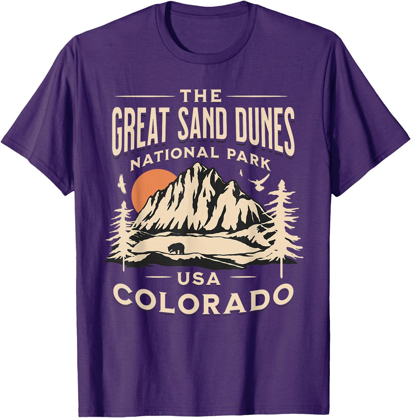 Great Sand Dunes National Park Colorado USA Retro Great Sand Dunes National Park Colorado Hike Outdoors Retro T-Shirt - Purple