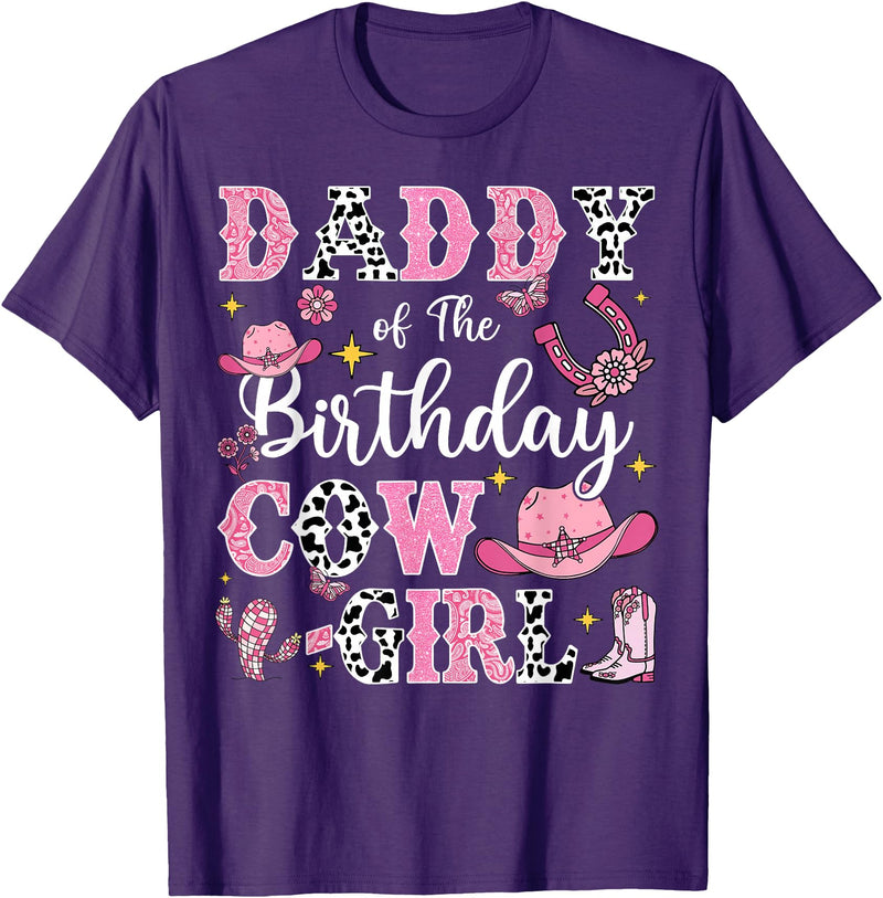 Birthday Girl CowGirl Matching Family Daddy of The Birthday Cow-Girl Rodeo Cow Girl Birthday T-Shirt - Purple