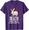 Death Awaits You All with Big Nasty Pointy Teeth Rabbit T-Shirt in Purple