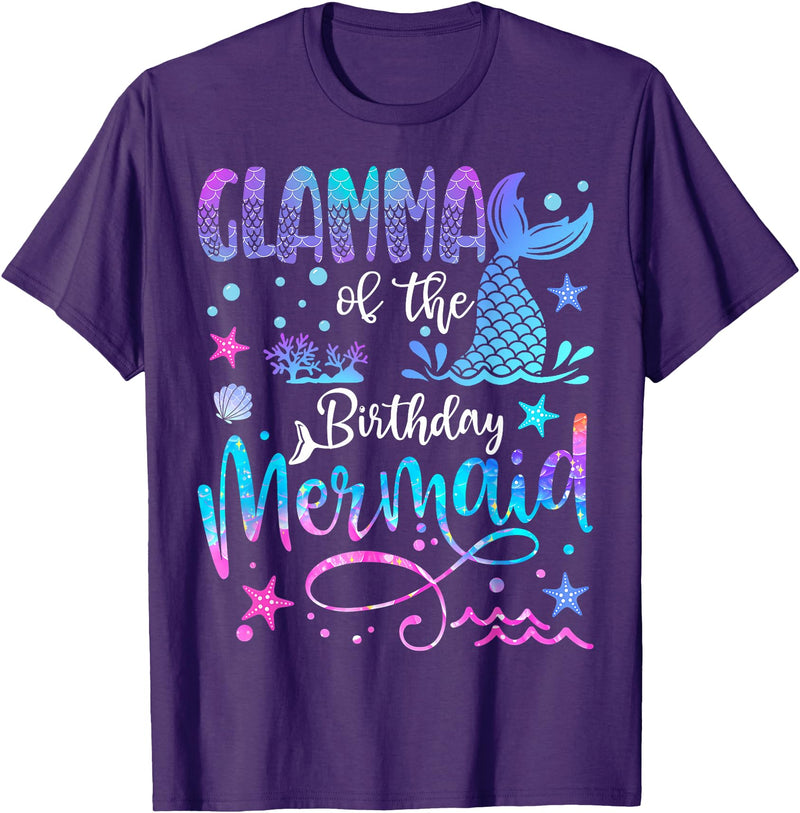 Birthday Mermaid Matching Family Tees Glamma of The Birthday Mermaid Matching 1St Birthday Girl T-Shirt - Purple