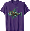 Halibut Flatfish Alaska Fishing Sea Ocean Flounder Halibut Steampunk T-Shirt - Purple