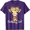 Zoo Animal Matching Birthday Girl Party Outfits Giraffe Birthday Girl Outfit for Wife Zoo Birthday Party T-Shirt - Purple