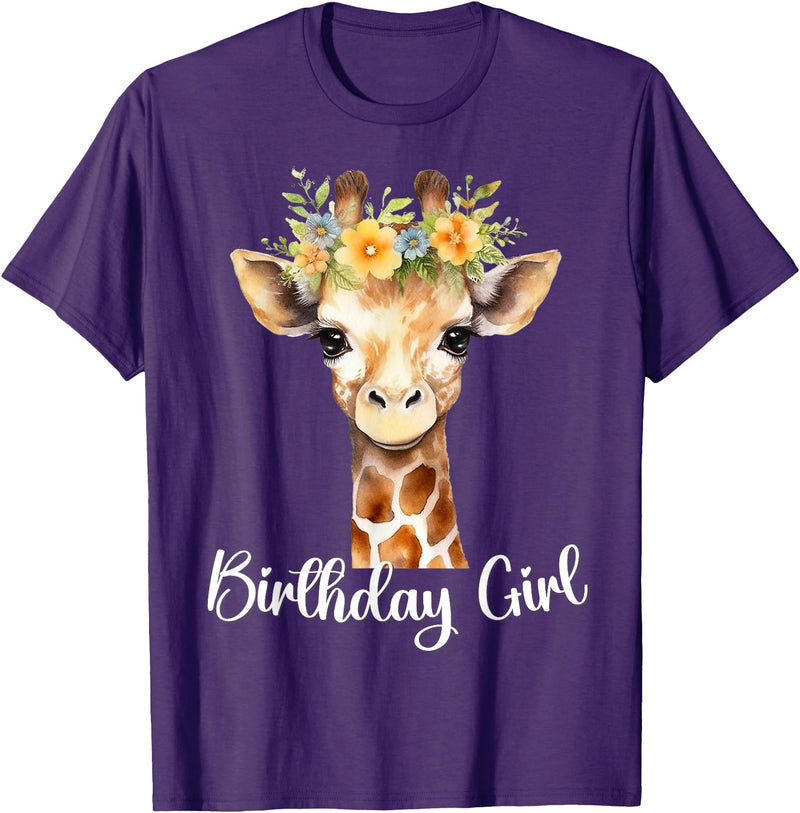 Zoo Animal Matching Birthday Girl Party Outfits Giraffe Birthday Girl Outfit for Wife Zoo Birthday Party T-Shirt - Purple