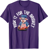 Funny Grill Pig Barbeque Pitmaster Designs for Men Risk It For The Brisket Funny Pig Grilling Barbecue Pork BBQ T-Shirt - Purple