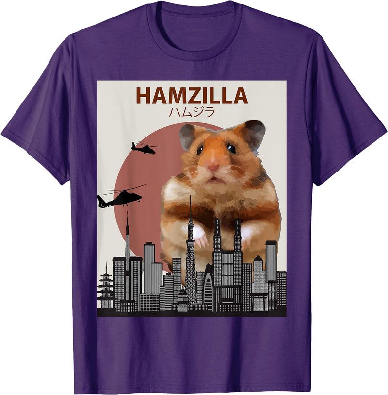 Funny Hamster T-Shirt Hamzilla- Cute Gift for Hamster Lovers T-Shirt - Purple