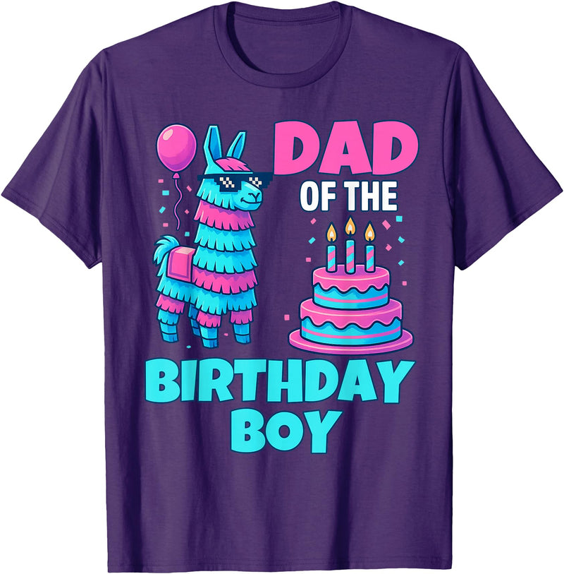 gaming gamer Birthday Llama Pinata Family Apparel dad of Birthday Boy Llama Pinata Party Family mathing Men T-Shirt - Purple