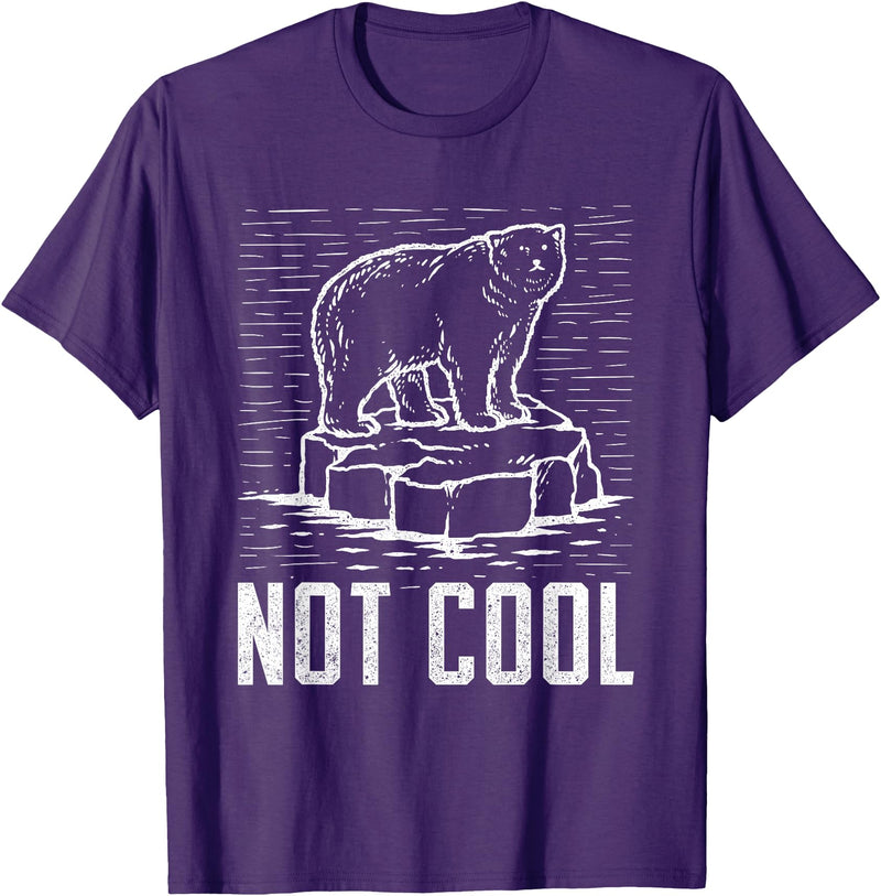 Climate Change Designs Polar Bear Against Climate Change Global Warming Design T-Shirt - Purple
