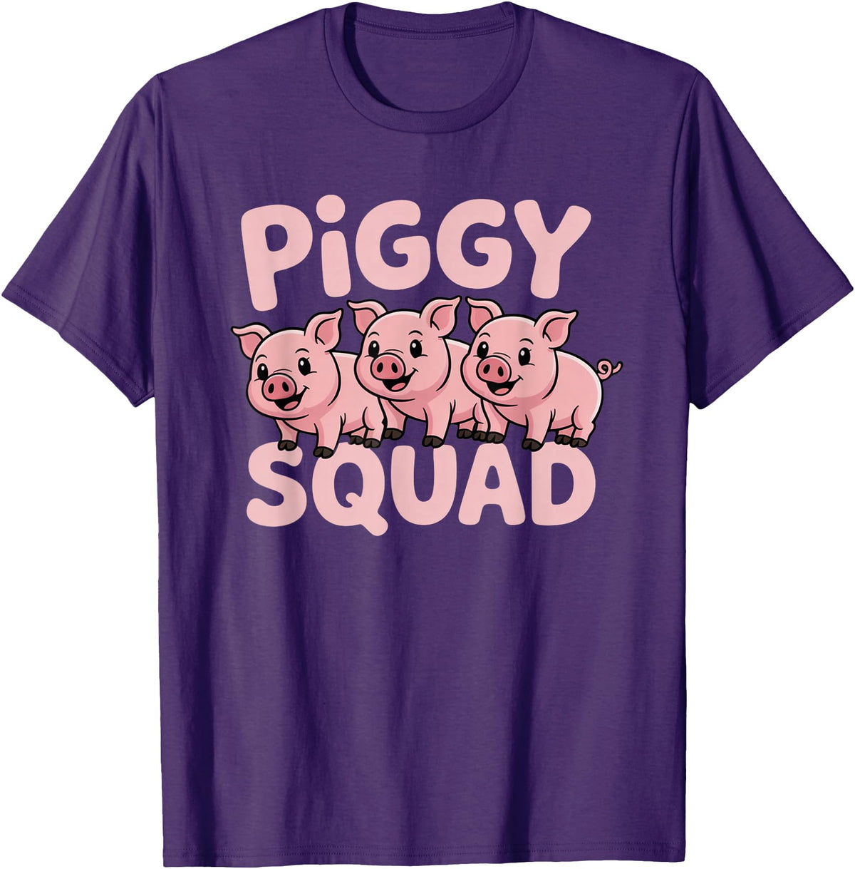 Piggy Squad - Matching Outfit Pig Lover Design T-Shirt - Purple