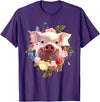 Pig Gift Pig Lover Stuff & Pig Novelty Accessories Cute Pig Lover Art For Women Girls Unique Piggy Pig Related T-Shirt - Purple