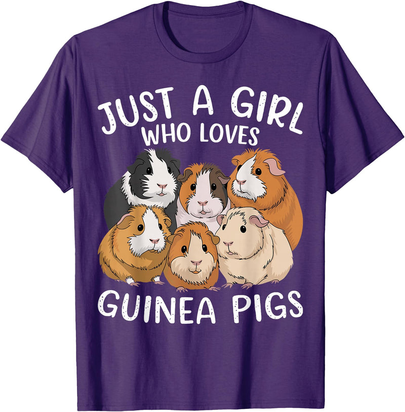 Funny Guinea Pig Lover Guinea Pigs Just a Girl Who Loves Guinea Pig T-Shirt - Purple