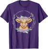 Unique Highland Cow Gifts Girls Cute Baby Highland Cow Design Purple Flowers Farm Toddler T-Shirt - Purple