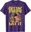 Funny Pig Roast BBQ Gifts Pork Rub Barbecue Lover Pig Roast Barbecue Getting Piggy Wit It BBQ T-Shirt - Purple