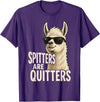 Inappropriate Funny Meme Tee Funny Llama Spitters are Quitters Adult Humor T-Shirt - Purple