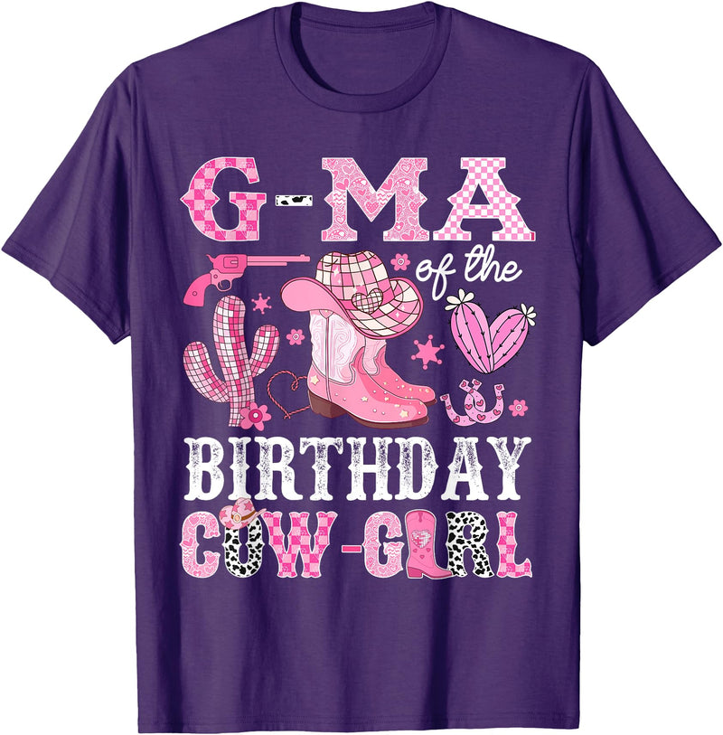 Pink Western Cowgirl Bday Party Family Matching G-Ma Of The Birthday Cow-Girl Rodeo Cowgirl Bday T-Shirt - Purple