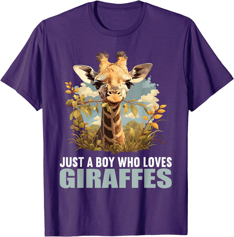 Giraffes Giraffe Lovers Shop Just a Boy who loves Giraffes. Giraffes Giraffe T-Shirt - Purple