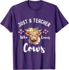 Just A Teacher Who Loves Cows Shirt, Cute Highland Cow T-Shirt - Purple