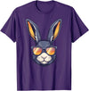 Bunny Rabbit Wearing Sunglasses Easter Funny Graphic T-Shirt in Purple