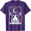 Retro Guinea Pig Lover The Moon Halloween Tarot Card Vintage Crescent Moon Guinea Pig Mom Pet Lovers T-Shirt - Purple