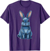 Funny Rabbit Bunny Easter Blue Denim Patchwork Style Animal T-Shirt in Purple