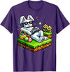 Bunny Happy Easter Day Egg Video Game Gift Men Boy Kid Gamer T-Shirt in Purple