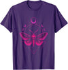 Goth Moth Designs Mystical Moth - Goth Crescent Moon Magic T-Shirt - Purple