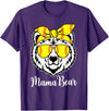 Mama Bear Face Apparel Softball Mama Bear With Sunglasses Bandana Momma Mothers Dy T-Shirt - Purple