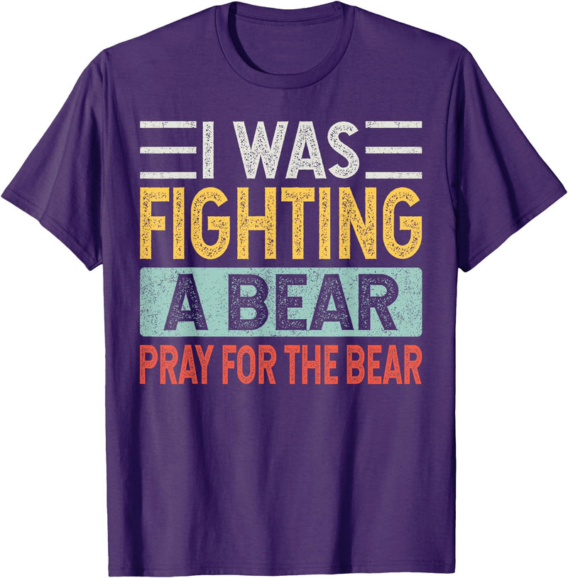 Broken Arms Legs Injury Get Well Soon Recovery Funny Accident Humor Get Well Soon - I Was Fighting A Bear T-Shirt - Purple