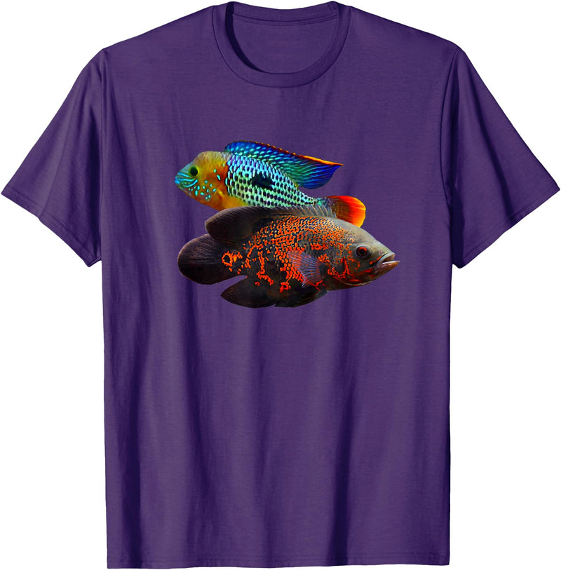 Green Terror Oscar Cichlid Tees Oscar Fish Green Terror Cichlids Monster Fish Aquarium T-Shirt - Purple