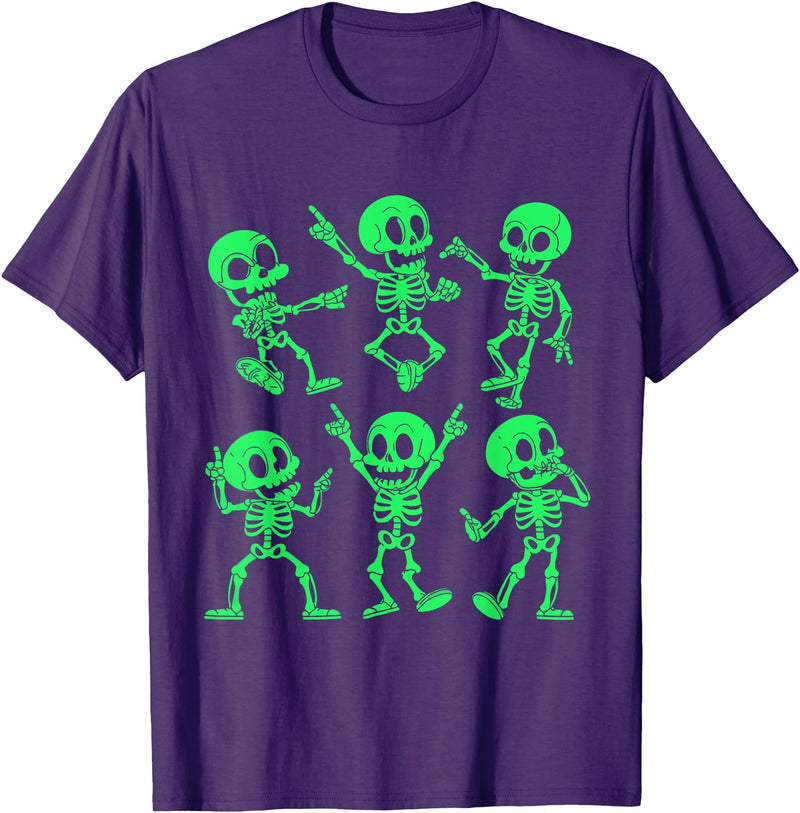 Dancing Skeletons by AlphaONE Dancing Skeletons Dance Challenge Girl Boys Kids Halloween T-Shirt - Purple