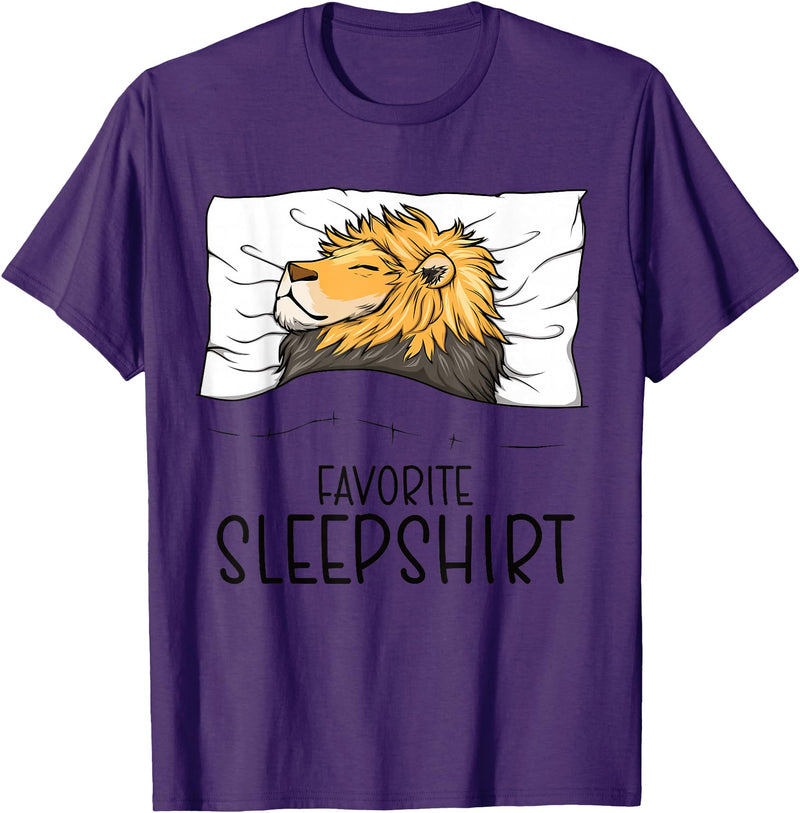 Sleeping & Napping Shirt Gifts For Nap Lovers Favorite Sleepshirt Lion, Napping Lion Pajama T-Shirt - Purple