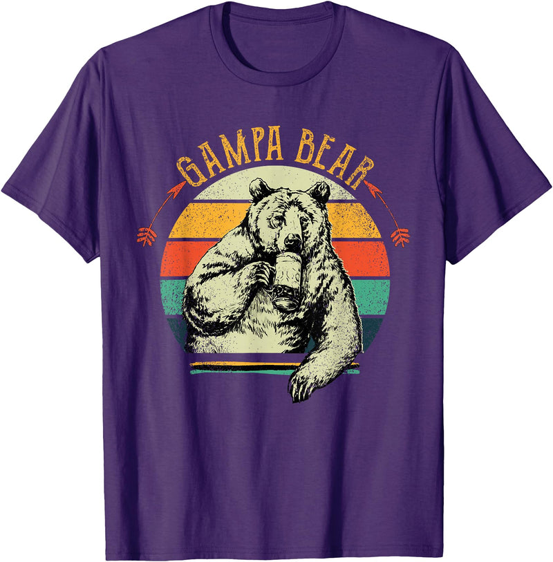 Gampa Bear Funny Father's Day shirt Mens Vintage Gampa Bear Shirt Funny Fathers Day T-Shirt - Purple