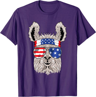 Mega USA Patriotic Animal Shirts USA Patriotic Llama Shirt - July 4th T-shirt - Alpaca T-Shirt - Purple