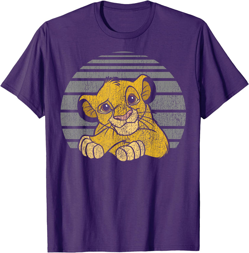 Disney Lion King Young Simba Distressed Stripes T-Shirt - Purple