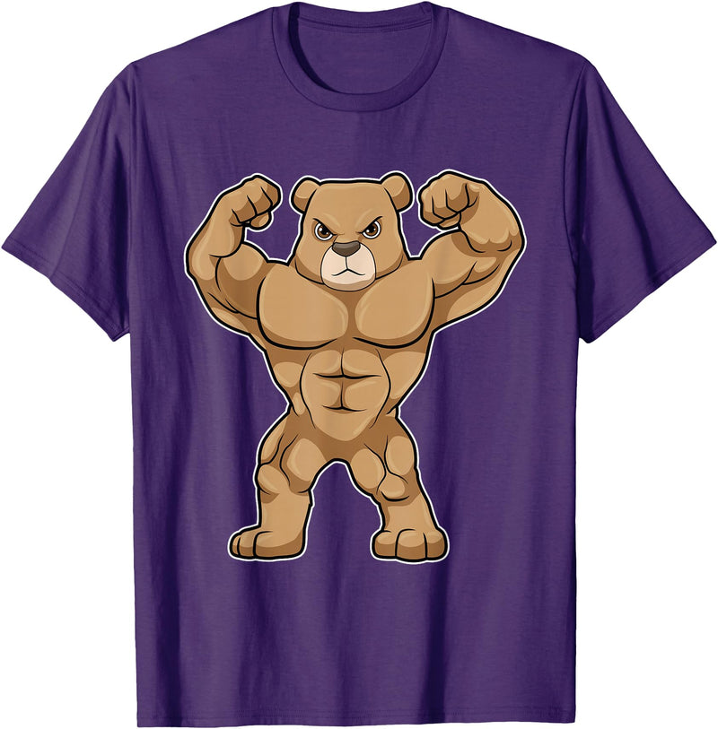 Snabdesign84 Bear Bodybuilder Bodybuilding Sports T-Shirt - Purple