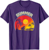 Retro Sunset Beach Guinea Pig Gifts Co Palm Tree With Guinea Pig Beach Holiday Summer Vacation T-Shirt - Purple