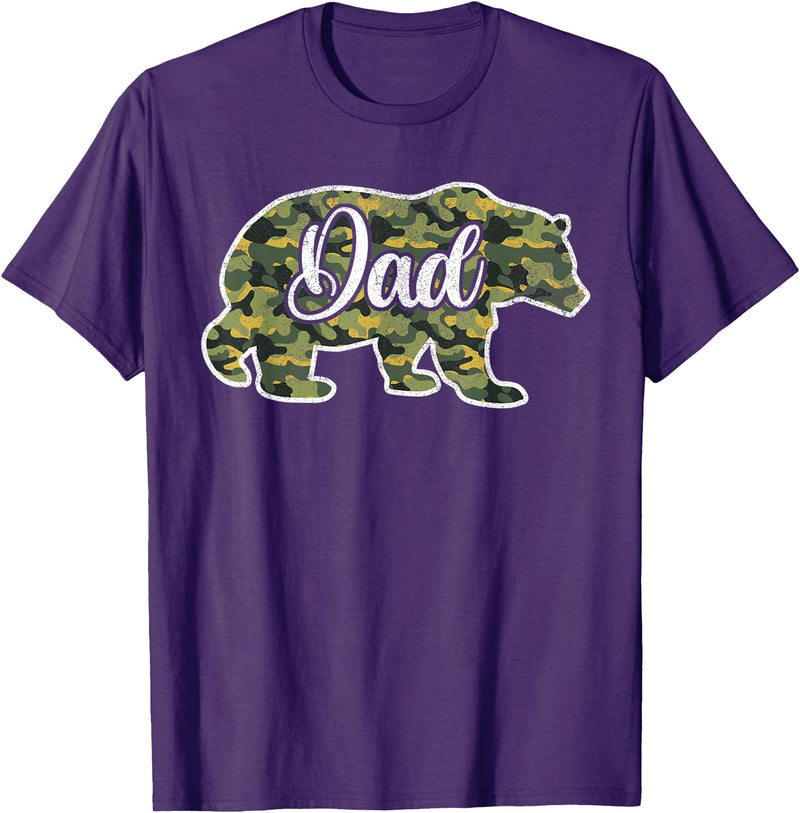 Bear Hunting Gifts For Hunters Men’s Bear Hunter Dad Camouflage Shirts, Father Hunting Camo T-Shirt - Purple