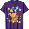 Cute Autism Awareness Puzzle Cute Autism Awareness Bear Colorful Puzzle T-Shirt - Purple