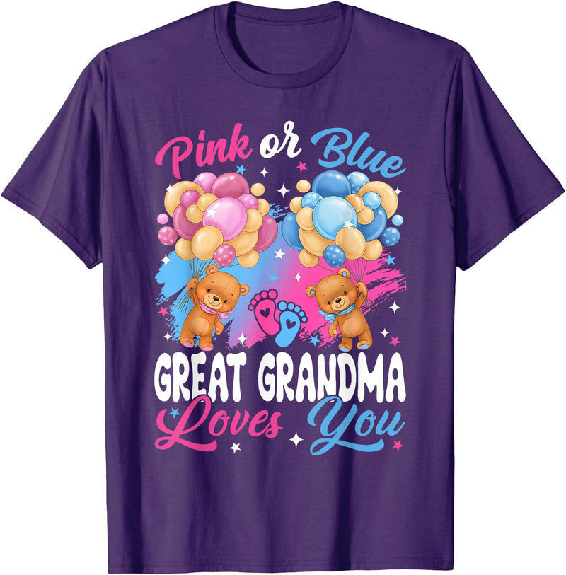 Bears Pink Or Blue Gender Reveal Bears Pink Or Blue Great Grandma Loves You Gender Reveal T-Shirt - Purple