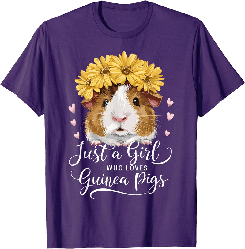 Cute Guinea Pig Lover Guinea Pig Lover Funny Just A Girl Who Loves Guinea Pigs T-Shirt - Purple
